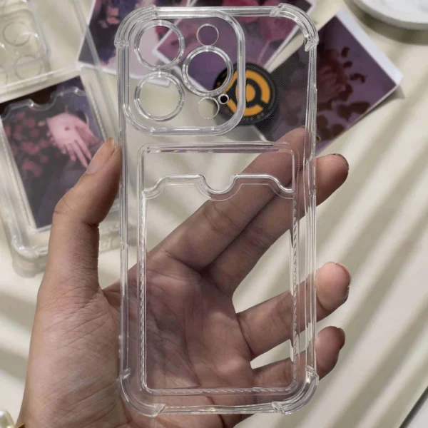 Vivo Y200 4G - Wallet Card Holder Transparent Slot ShockProof Case